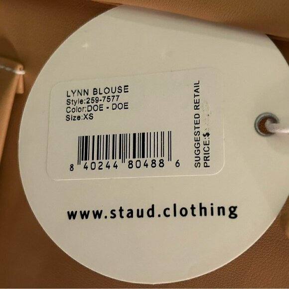 Staud Nwt Lynn Vegan Leather Collared Shirt In Doe Size Xs. - Picture 8 of 11
